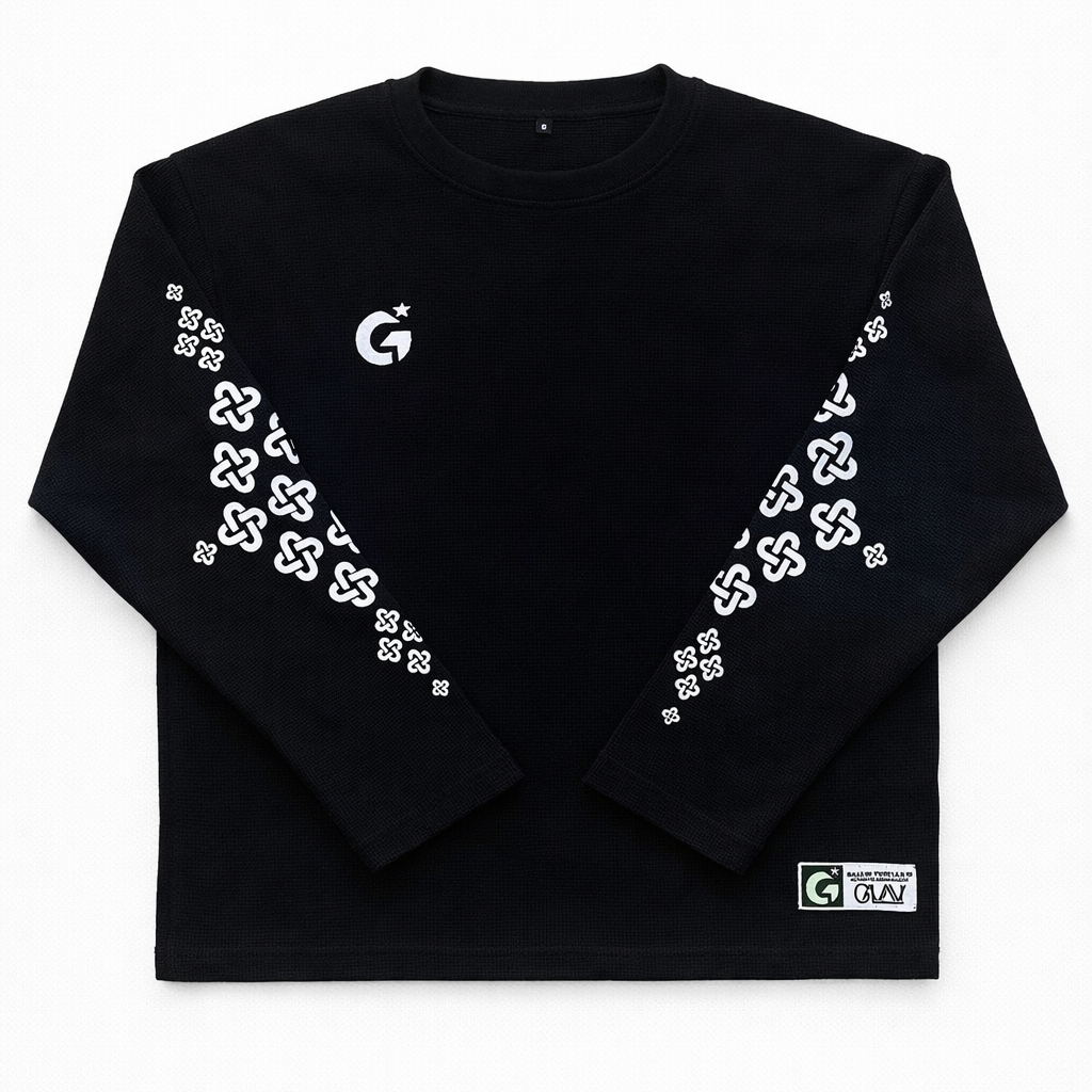 BLACK WAFFLE LONG SLEEVE