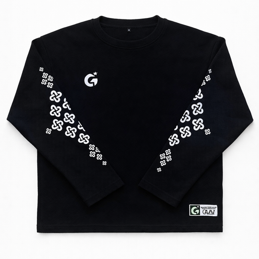 BLACK WAFFLE LONG SLEEVE