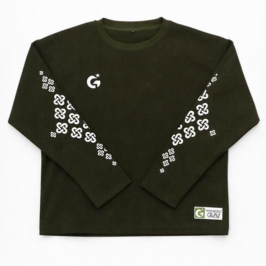 GREEN WAFFLE LONG SLEEVE